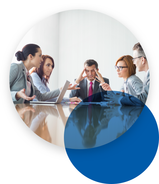 Group of employees in a heated discussion