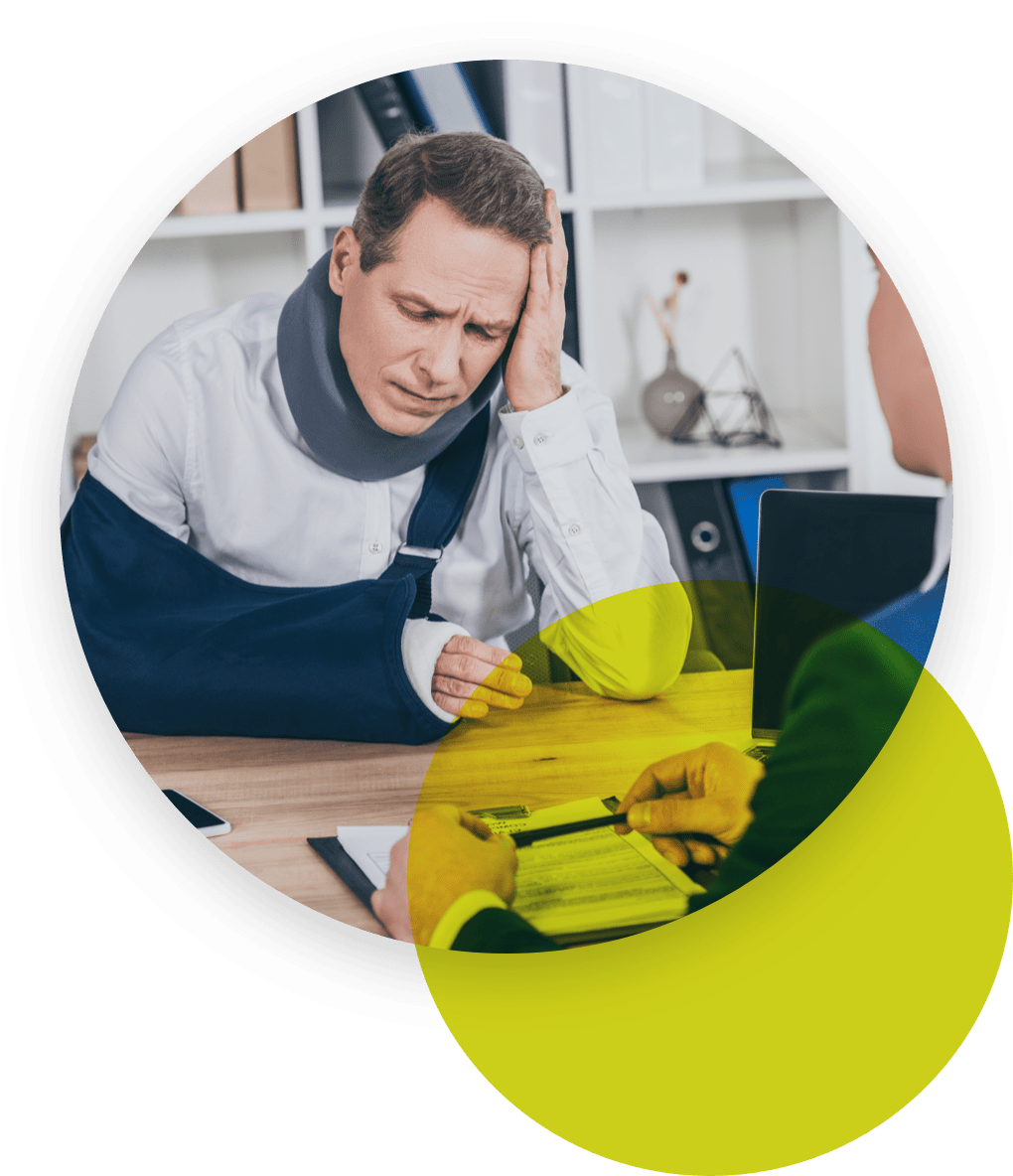 Injured man looking stressed