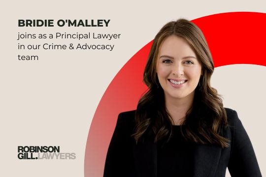 Photo for news Robinson Gill Lawyers Welcomes Bridie O’Malley as Principal Lawyer in Crime & Advocacy Team